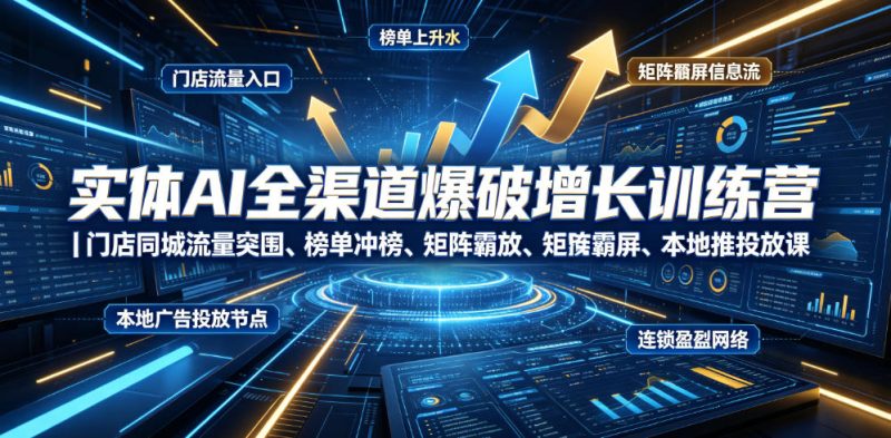 实体AI全渠道爆破增长训练营｜门店同城流量突围、榜单冲榜、矩阵霸屏、本地推投放、连锁复制全域盈利实战课万象阁-VIP网课-网赚项目-创业项目-精品资源-技能教程万象阁