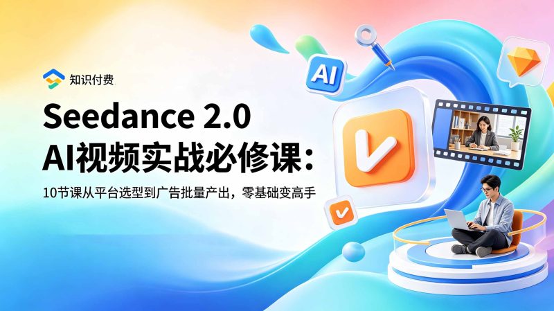 Seedance 2.0 AI视频实战必修课:10节课从平台选型到广告批量产出,零基础变高手万象阁-VIP网课-网赚项目-创业项目-精品资源-技能教程万象阁