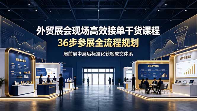 外贸展会现场高效接单干货课程，36步参展全流程规划，展前展中展后标准化获客成交体系万象阁-VIP网课-网赚项目-创业项目-精品资源-技能教程万象阁