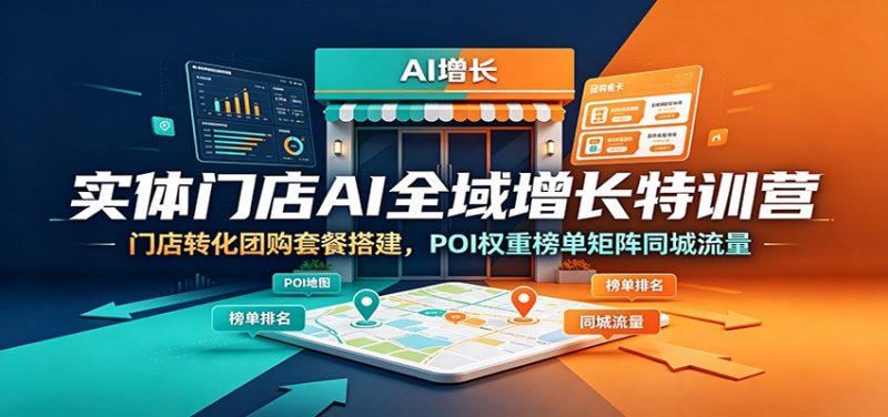 实体门店AI全域增长特训营:门店转化团购套餐搭建,POI权重榜单矩阵同城流量万象阁-VIP网课-网赚项目-创业项目-精品资源-技能教程万象阁